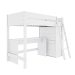 Solid Wood Bunk Bed with Desk, Wardrobe & Safety Rails – Kids’ Multifunctional Bed