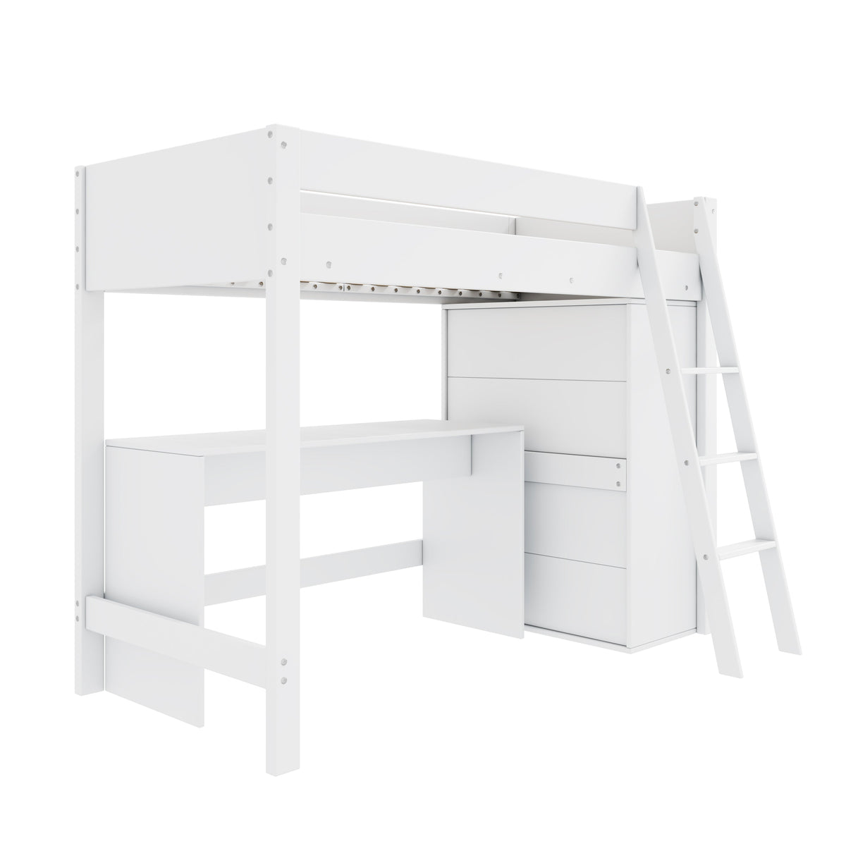 Solid Wood Bunk Bed with Desk, Wardrobe & Safety Rails – Kids’ Multifunctional Bed