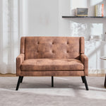 2-Seater Linen Bench with Button Tufting and Solid Wood Legs, Premium Linen
