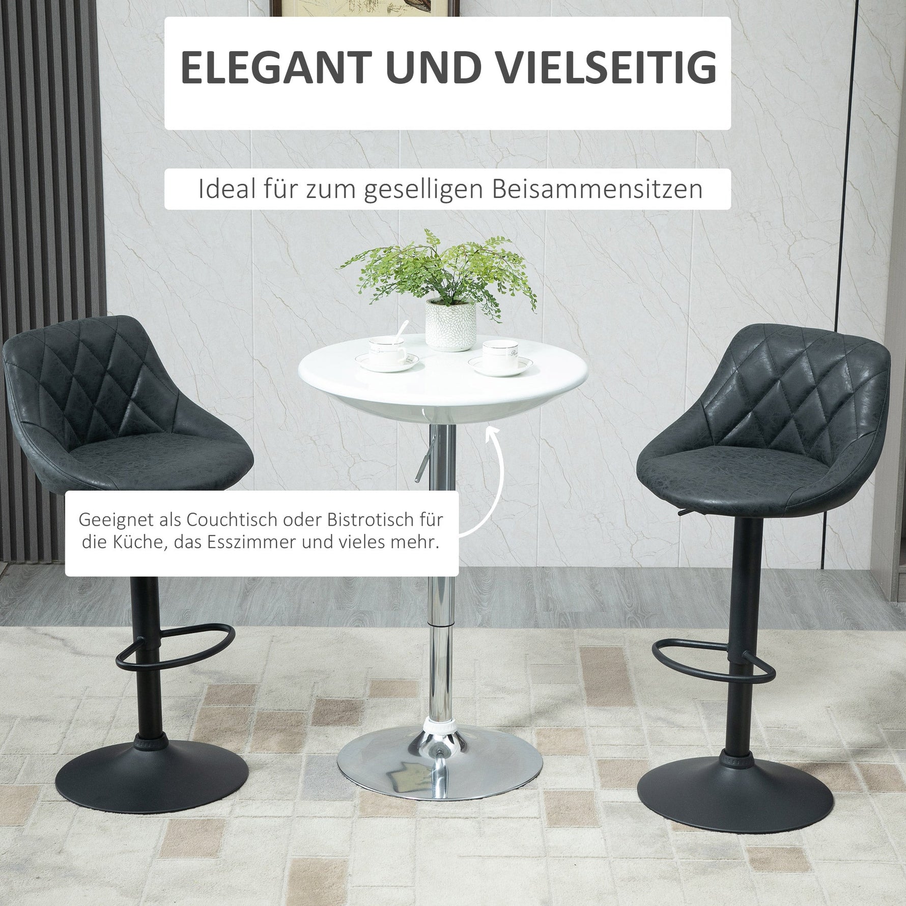 Bar Table, Height Adjustable, Metal ABS, White