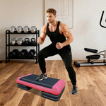Aerobic Stepper, 76cm/28.5" Adjustable with 4 Risers, Red Black