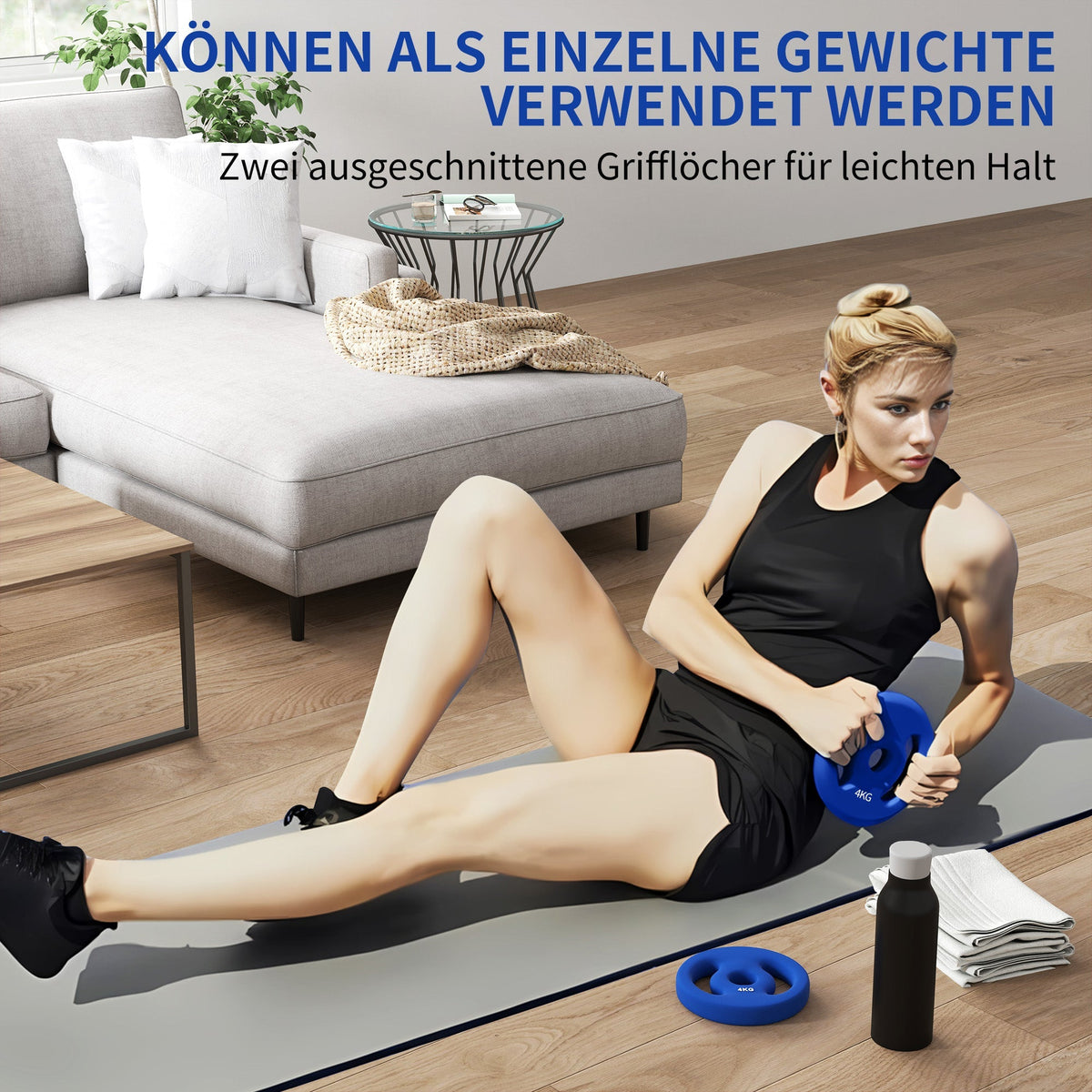 Dumbbell Weights, 2 x 4 kg, 2.5 cm Barbell, Blue