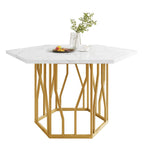 Hexagonal Marble Dining Table Modern Metal Branch Base Coffee Table Gold