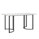 Dining Table and Chair Set (7-Piece) 6 Suede Armchairs Designer Metal Legs - Grey