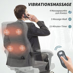 Office Chair, Ergonomic Massage Reclining Footrest, Grey Linen Look