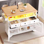 Multifunctional Kitchen Trolley App LED Folding Table 3 Drawers