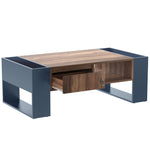 Coffee Table with Handleless Drawer & Double-Sided Storage, Anthracite Wood Grain
