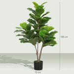 Artificial Fiddle Leaf Fig Tree 110cm, Plastic