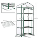 Foil Greenhouse Cold Frame, 4 Shelves 70x50x160cm, Green