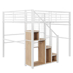 Loft Bed, Safety Ladder & Storage, White