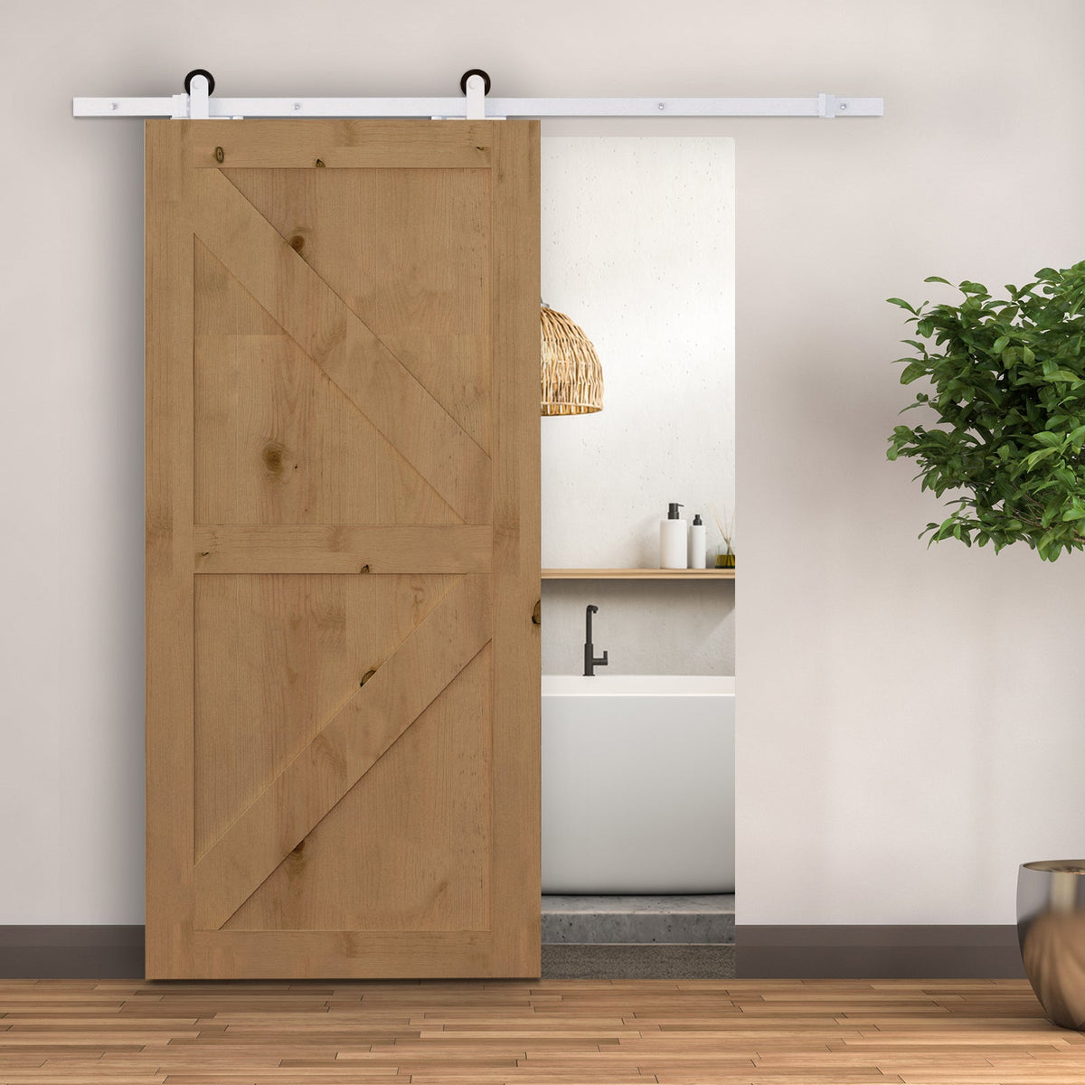 Sliding door fitting set 183 cm complete set carbon steel white