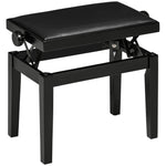 Piano Stool Height-Adjustable, Faux Leather, Black