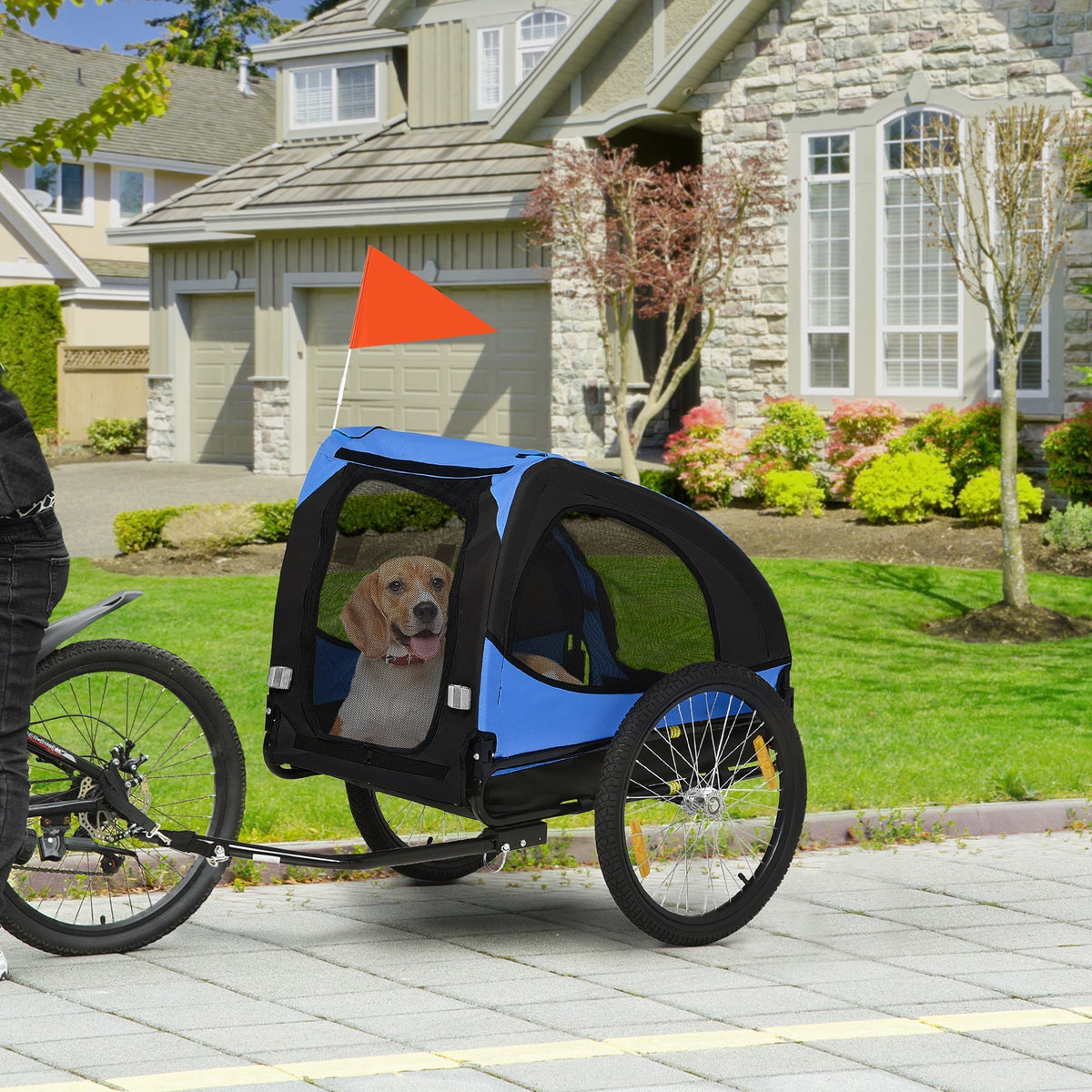Dog Trailer, Folding Bicycle, Water-Resistant, Blue