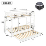 Bunk Bed Extendable with Shelves, Slats, Ladder, Pine/MDF/Plywood, White, 90x200cm