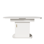 Dining Table Extendable Oval Storage White + Gold Handle