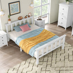 Wooden Bed, Single with Headboard, 90 x 200 cm Solid Pine, White