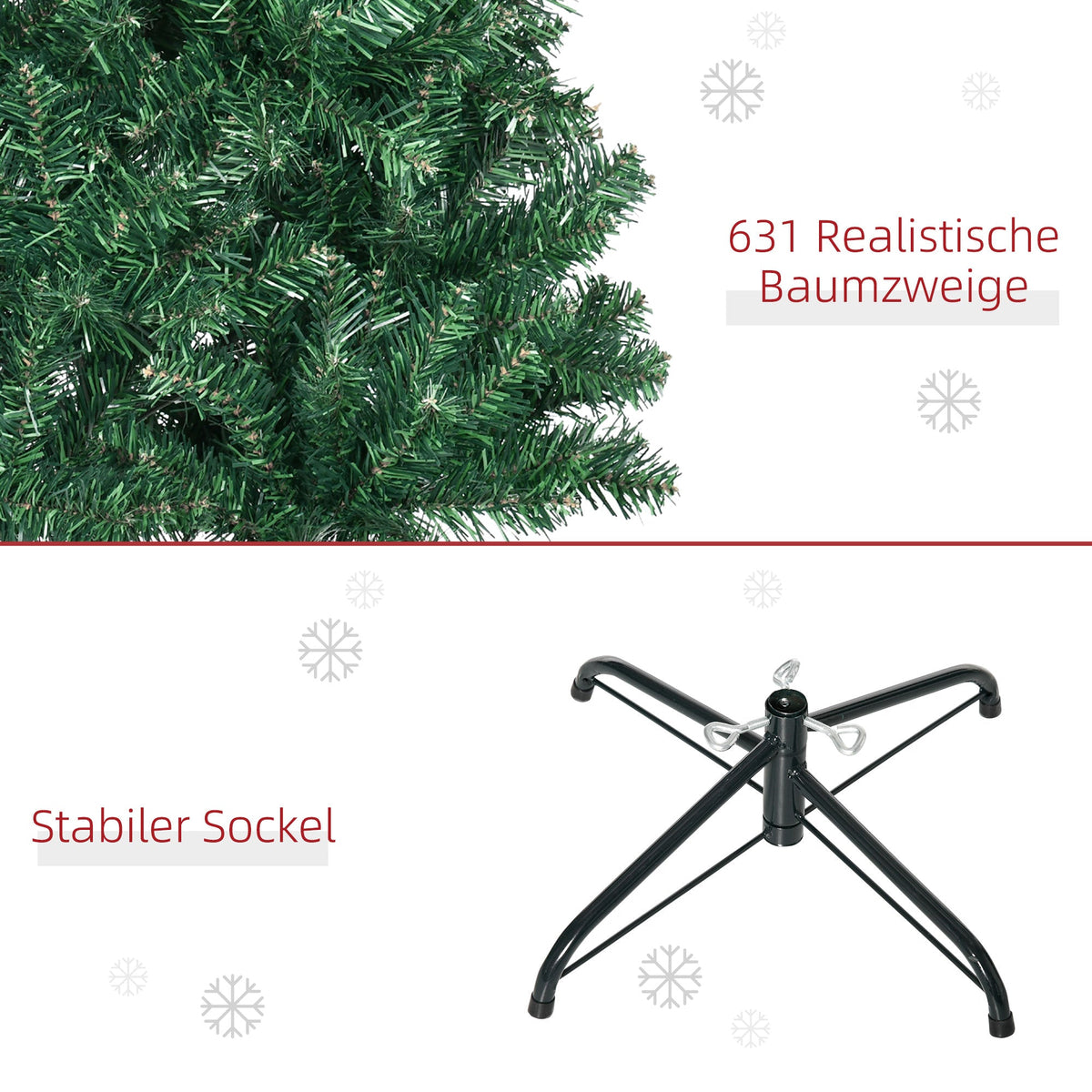 Christmas Tree 2.1m, Detachable, 631 Branches, PVC Green