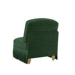 Windsor Armless Sofa with Removable Ruffle Skirt and Cushion, Green Chenille