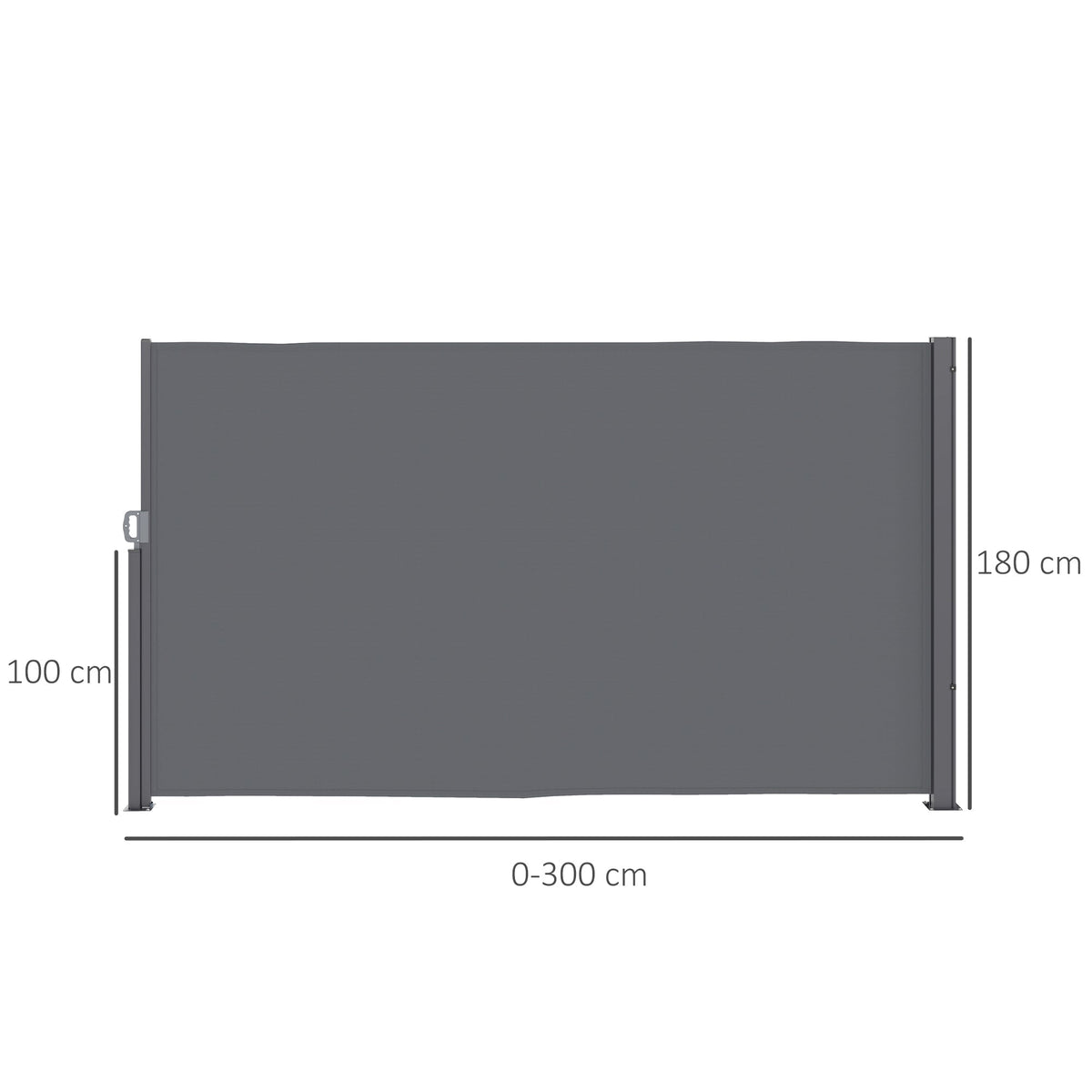 Side Awning Extendable Opaque Privacy Screen, 300x180cm, Dark Gray