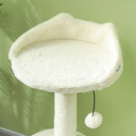 Cat Tree 79 cm, Cat Cave, Bed, Play Balls, Sisal, Cream White