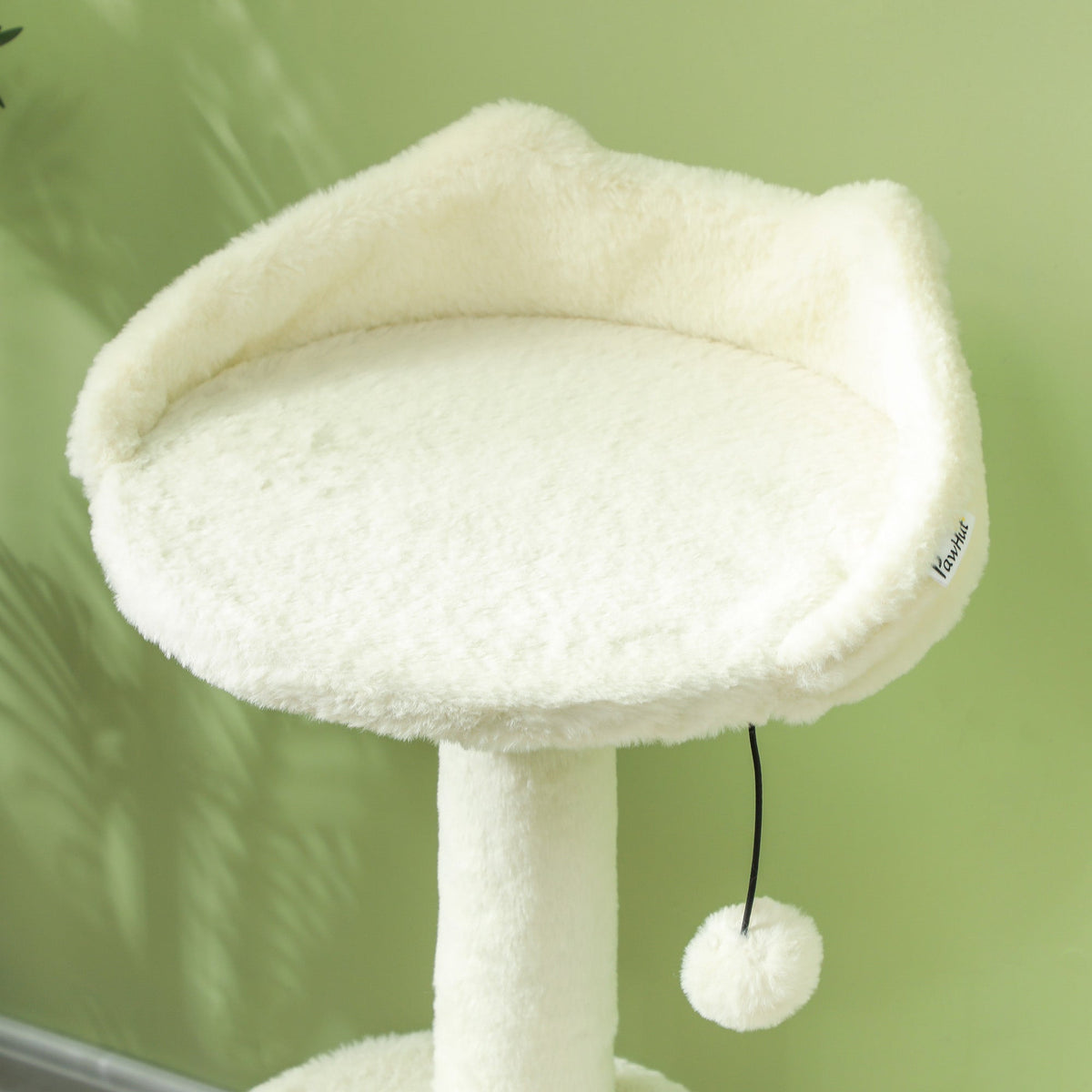 Cat Tree 79 cm, Cat Cave, Bed, Play Balls, Sisal, Cream White