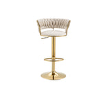 Velvet Swivel Bar Stool 2-Piece Set, Handcrafted Backrest, Adjustable Height, Upholstered
