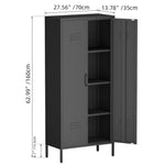 Metal Storage Cabinet with Doors and Adjustable Shelves, Black Metal