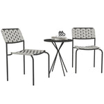 Polyrattan Garden Furniture Set, 2-Person 3-Piece Stackable Chairs & Table, Grey
