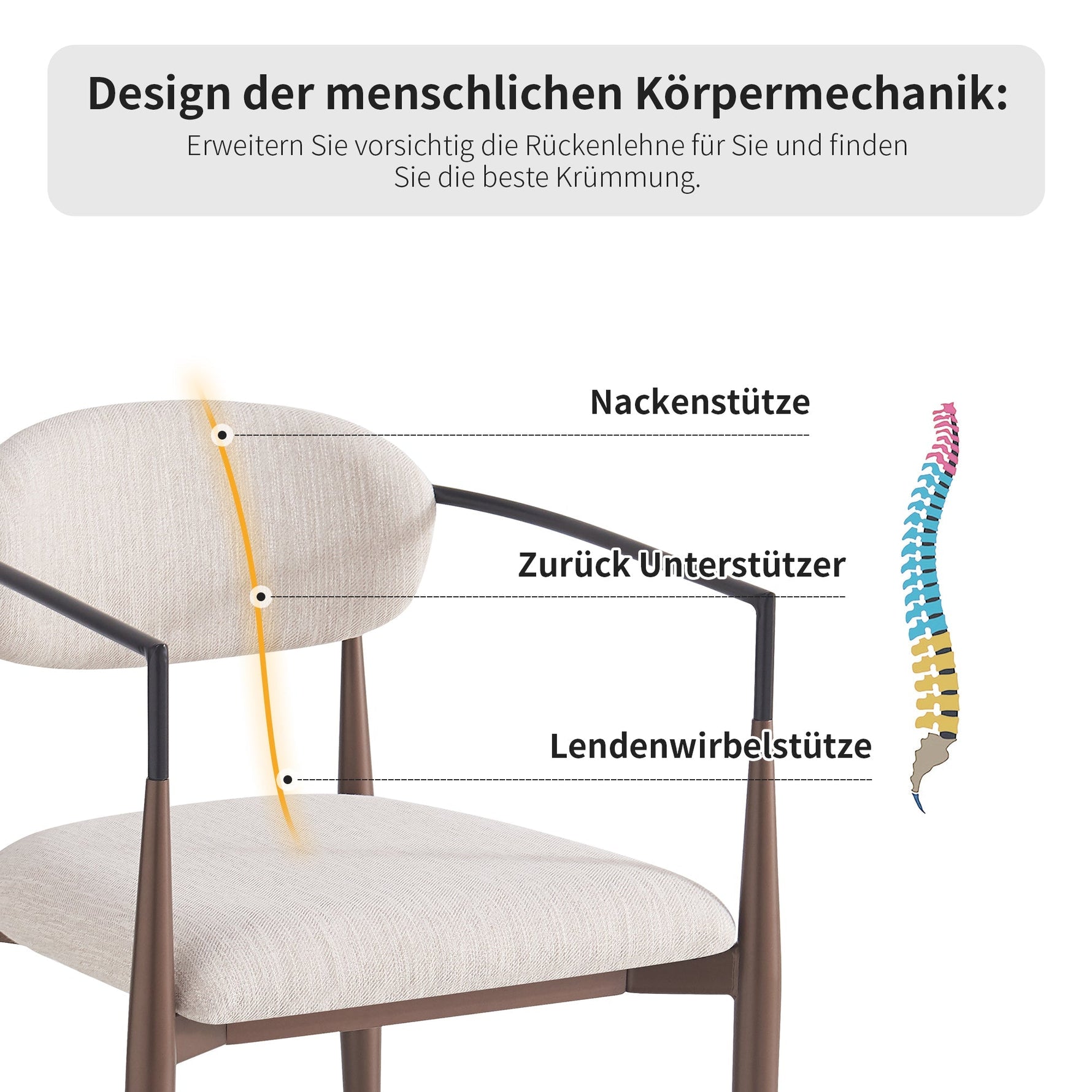 Dining Chair Set of 4 Modern Ergonomic Adjustable Legs - Linen Fabric