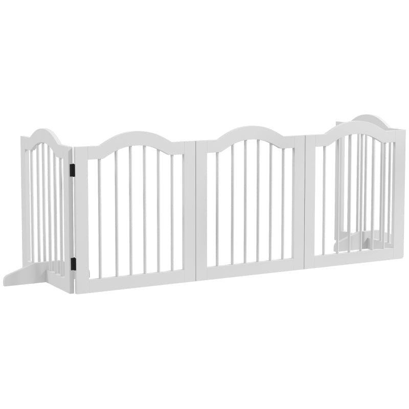 Dog Barrier, 5 Panels, Foldable, Solid Wood/MDF, White