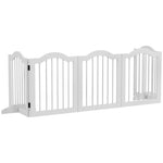 Dog Barrier, 5 Panels, Foldable, Solid Wood/MDF, White