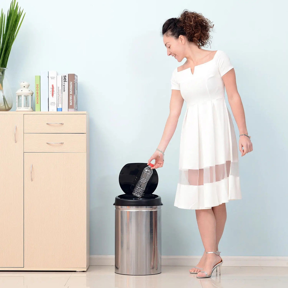 Automatic Sensor Trash Can/Bin, Round 30L IR Sensor, Stainless Steel