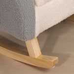 Toddler Rocking Chair, Faux Sheepskin, Eucalyptus Wood, Grey+Pink+Cream