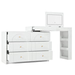 Rotating Dressing Table, LED Lighting, Vanity/Office Table, White