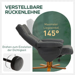 Reclining Armchair with Footstool, 360° Swivel, Storage, Faux Leather Dark Grey