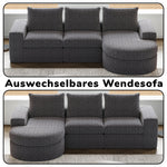 Chenille Sofa, Curved Modular L-Lounger, Foam Compressed