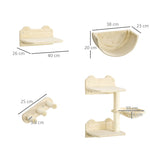 Cat Climbing Wall 4-piece, Scratching Post, Hammock, Wood