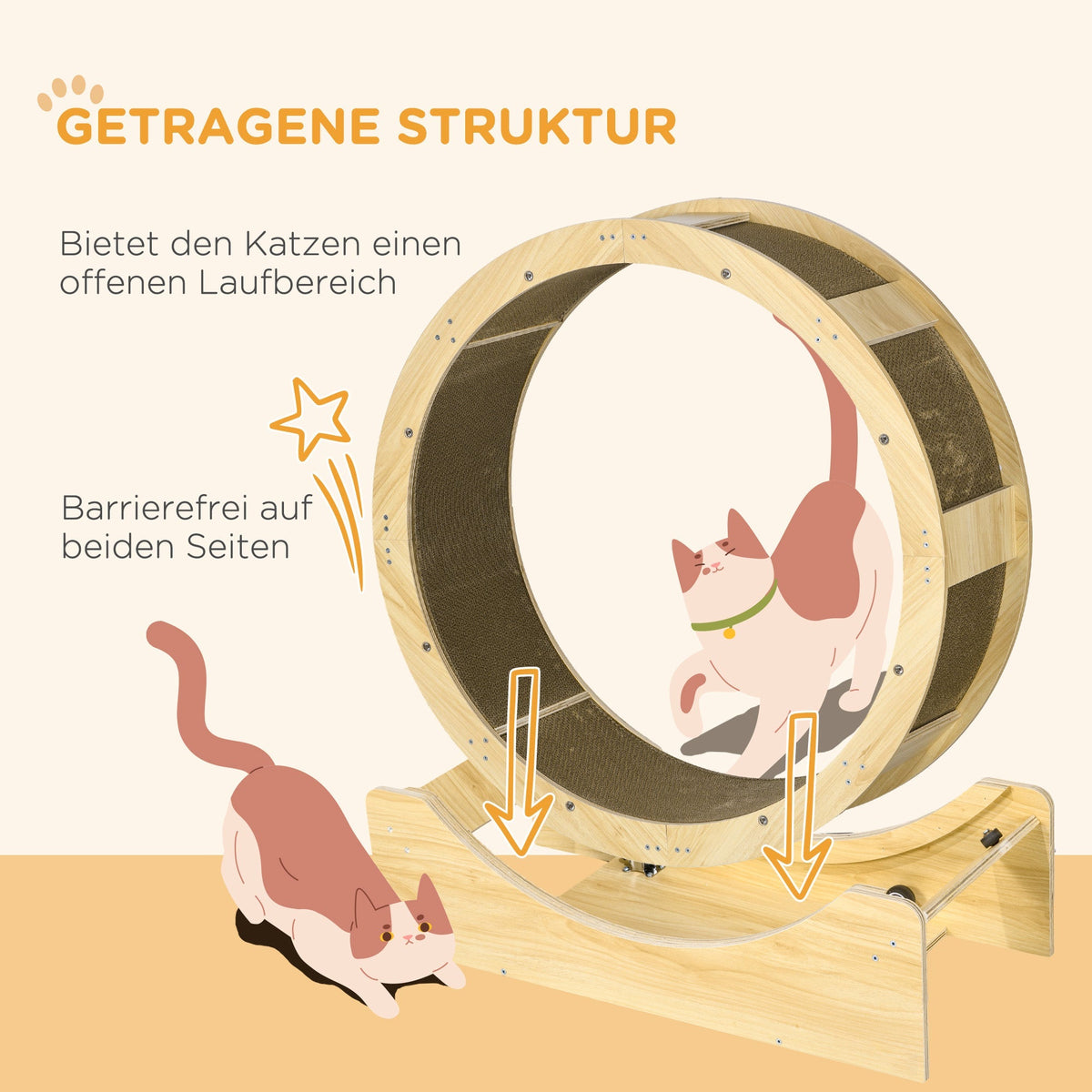 Cat Wheel, 91 cm, Brake & Scratching Board, Oak