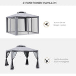 Garden Pavilion Party Tent 3x3m 4 Side Walls Weatherproof Metal/Polyester Light Grey