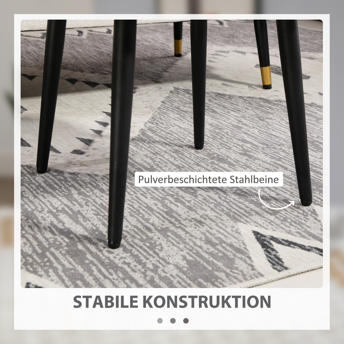 Square Footstool/Stool, Footrest Steel Legs, Cashmere Look Light Grey