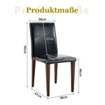 Minimalist Dining Chairs Set of 4, PU Leather and Metal Legs, Black and Walnut finish