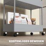 Rolling Cart, 4-Tier Shelf with Wheels and Brakes, Plastic, Gray
