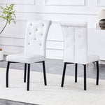Set of 2 Dining Seats Soft Retro Crocodile Pattern Crystal Clasps White and Black Faux Leather