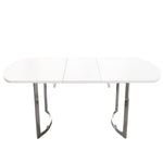 Extendable Dining Table 140/180x80cm 4-6 Seater Modern Silver Metal Legs - White