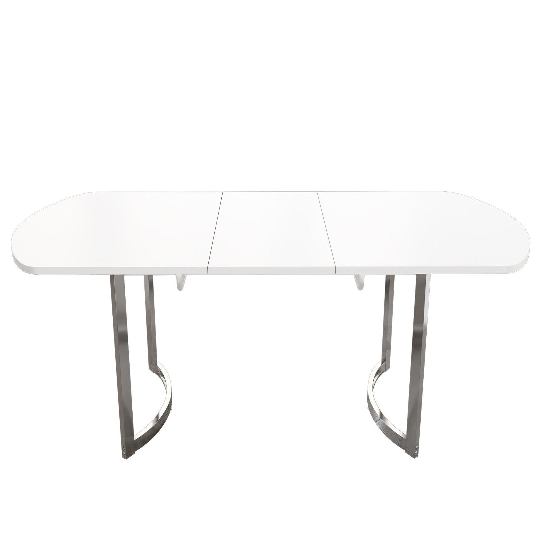 Extendable Dining Table 140/180x80cm 4-6 Seater Modern Silver Metal Legs - White