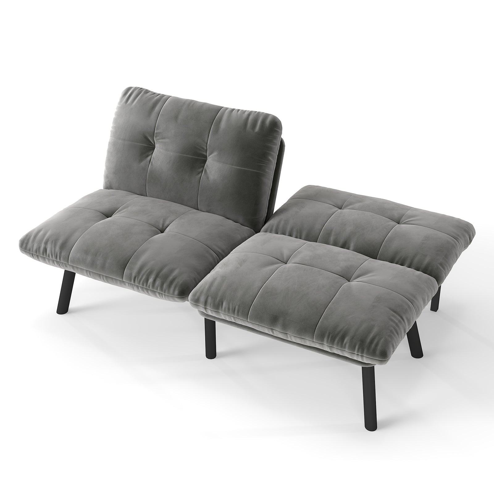 Foldable Futon Sofa Bed 2-Seater Guest Bed - Grey