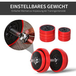 Dumbbell Set 20KGS 2-IN-1 Adjustable Dumbbells & Barbells, Red Black
