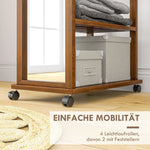 Standing Mirror with Wheels, 3 Levels Clothes Rail, Walnut