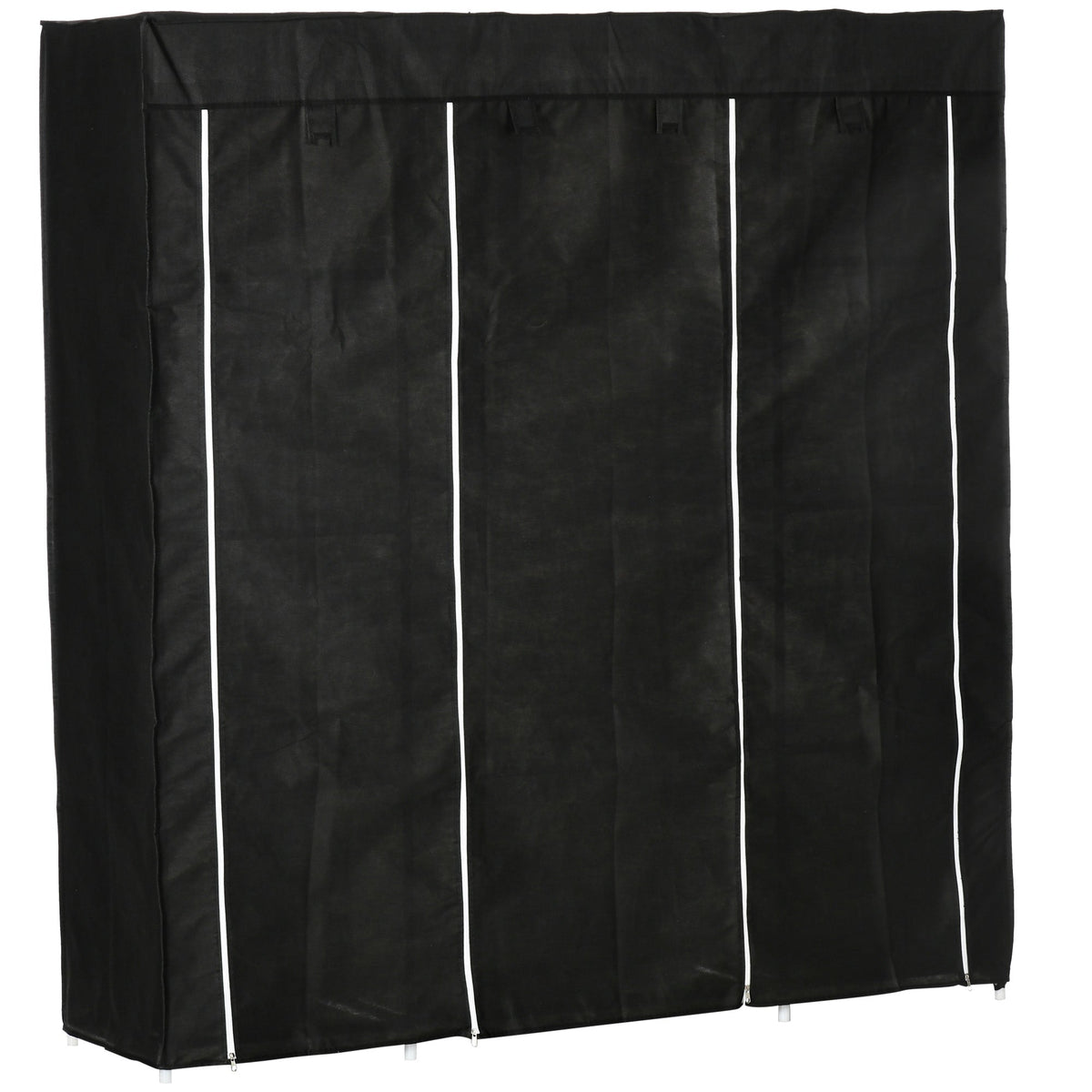 Fabric Wardrobe, Zippered 1 Clothes Rail 10 Shelves, Nonwoven Fabric