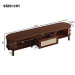 TV Cabinet Natural Wood Doors Rattan Drawers Rustic Storage